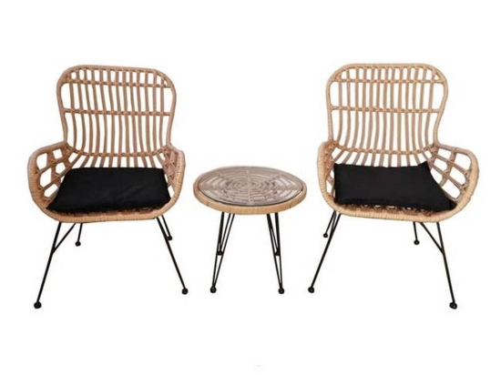 Σαλόνι Σετ 3Τμχ Salsa Duo Black/Natural Ε287,S D.45x44cm 2 Θέσεων