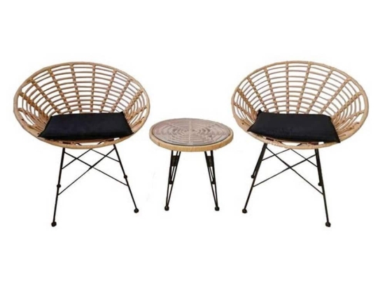 Σαλόνι Σετ Salsa Coral 3Τμχ Black Ε283,S D.45x44cm 2 Θέσεων