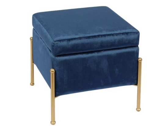 Σκαμπό Ray Αποθ/κό Blue Velure Ε7031,1 40x40x37cm Βελούδο, Μέταλλο