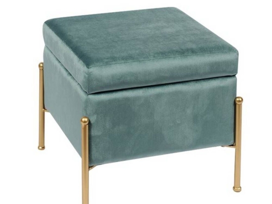 Σκαμπό Ray Αποθ/κό Green Velure Ε7031,2 40x40x37cm Βελούδο, Μέταλλο