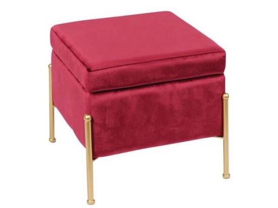 Σκαμπό Ray Αποθ/κό Red Velure Ε7031,3 40x40x37cm Βελούδο, Μέταλλο