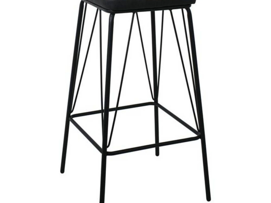 Σκαμπό Μπαρ Panton Vintage Black ΕΜ779,3 43x43x76cm Σετ 2τμχ Μέταλλο,Τεχνόδερμα