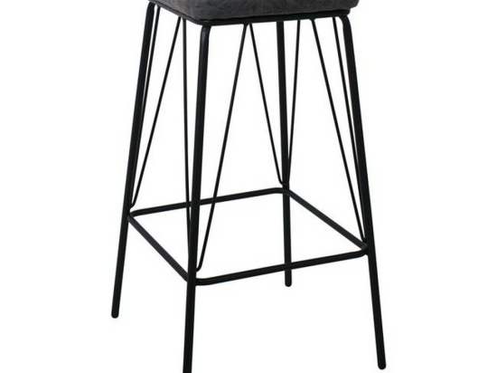 Σκαμπό Μπαρ Panton Vintage Grey ΕΜ779,1 43x43x76cm Σετ 2τμχ Μέταλλο,Τεχνόδερμα