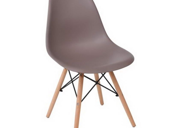 Καρέκλα Art Wood ΕΜ123,91W 46x52x82cm Sand-Beige Σετ 4τμχ Ξύλο,Πολυπροπυλένιο