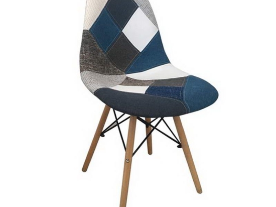 Καρέκλα Art Wood ΕΜ123,83 47x52x84cm Blue-Multi Σετ 4τμχ Ξύλο,Πολυπροπυλένιο