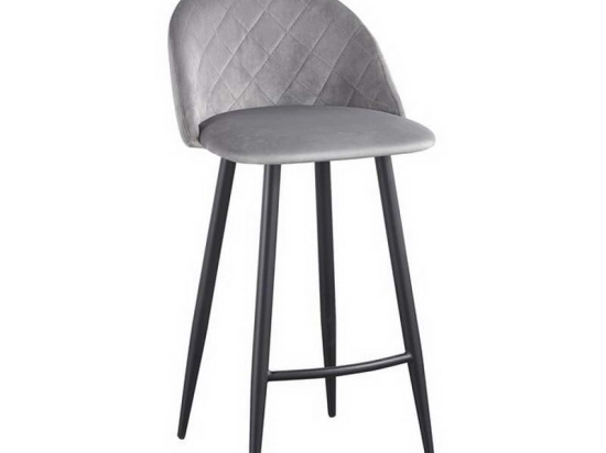 Σκαμπό Bar Bella ΕΜ758,2 48x52x70/94cm Black Grey Σετ 4τμχ Μέταλλο,Ύφασμα