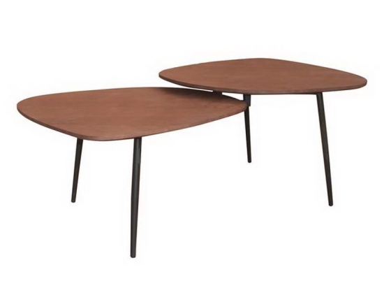 Τραπεζάκι Σαλονιού Berlin ΕΜ9606 126x64x40/46cm Black-Walnut Μέταλλο
