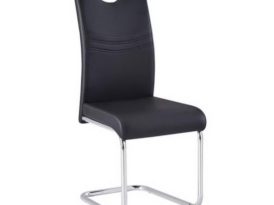 Καρέκλα Croft ΕΜ914,4 43x58x97cm Chrome-Black Σετ 4τμχ Μέταλλο,Τεχνόδερμα