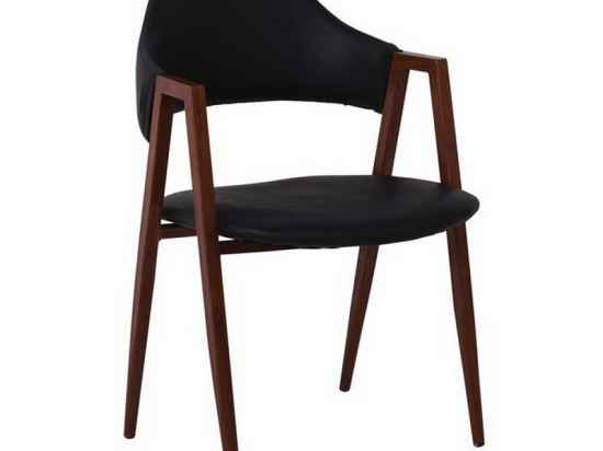 Πολυθρόνα Delta ΕΜ130,7 51x51x81cm Walnut-Black Σετ 2τμχ Μέταλλο,Τεχνόδερμα