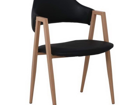 Πολυθρόνα Delta ΕΜ130,6 51x51x81cm Natural-Black Σετ 2τμχ Μέταλλο,Τεχνόδερμα