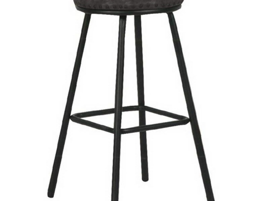 Σκαμπό Bar Filby ΕΜ778,3 40x40x74cm Black Σετ 2τμχ Μέταλλο,Τεχνόδερμα