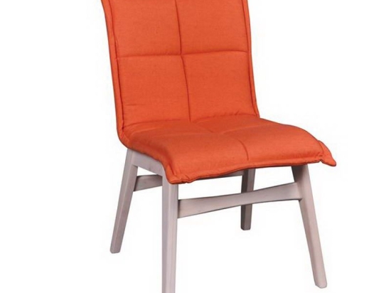 Καρέκλα Forex Ε7765,2 50x58x83cm White-Orange Σετ 2τμχ Ξύλο,Ύφασμα