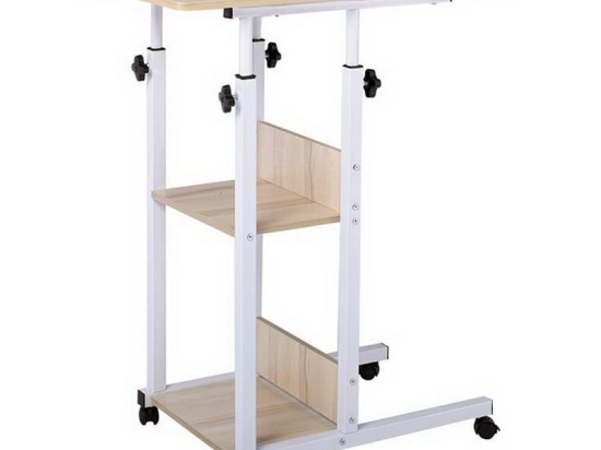 Τραπεζάκι Σαλονιού Βοηθητικό Lift ΕΜ48,1 60x40x68/85cm White-Maple Μελαμίνη,Μέταλλο