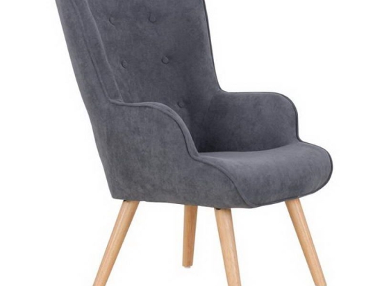 Πολυθρόνα - Μπερζέρα Maron Button ΕΜ143,3 69x76x97cm Natural-Dark Grey Ξύλο,Ύφασμα
