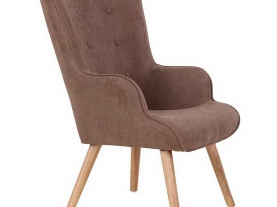 Πολυθρόνα - Μπερζέρα Maron Button ΕΜ143,1 69x76x97cm Natural-Dark Brown Ξύλο,Ύφασμα