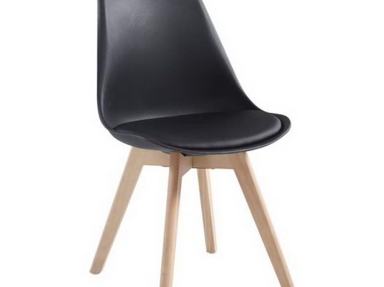 Καρέκλα Martin ΕΜ136,20W 48x56x82cm Black Σετ 4τμχ Ξύλο,Πολυπροπυλένιο