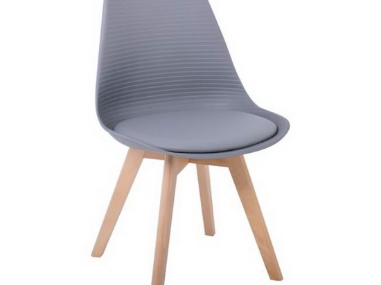 Καρέκλα Martin Stripe ΕΜ136,44S 49x56x82cm Grey Σετ 4τμχ Ξύλο,Πολυπροπυλένιο