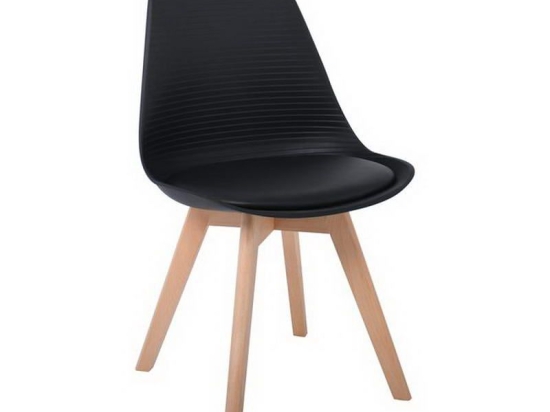 Καρέκλα Martin Stripe ΕΜ136,24S 49x56x82cm Black Σετ 4τμχ Ξύλο,Πολυπροπυλένιο