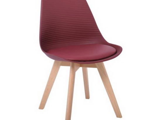 Καρέκλα Martin Stripe ΕΜ136,02S 49x56x82cm Bordeaux Σετ 4τμχ Ξύλο,Πολυπροπυλένιο