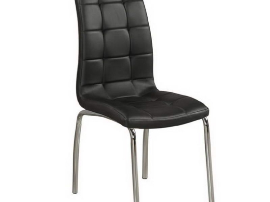 Καρέκλα Melva ΕΜ942,1 42x56x96cm Chrome-Black Σετ 4τμχ Μέταλλο,Τεχνόδερμα