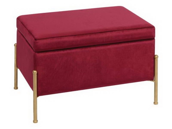 Σκαμπό Με Αποθηκευτικό Χώρο Ray Ε7031,32 60x40x40cm Gold-Red Μέταλλο,Ύφασμα