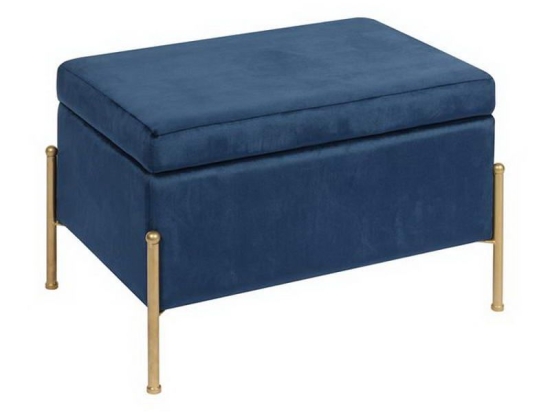 Σκαμπό Με Αποθηκευτικό Χώρο Ray Ε7031,12 60x40x40cm Gold-Blue Μέταλλο,Ύφασμα