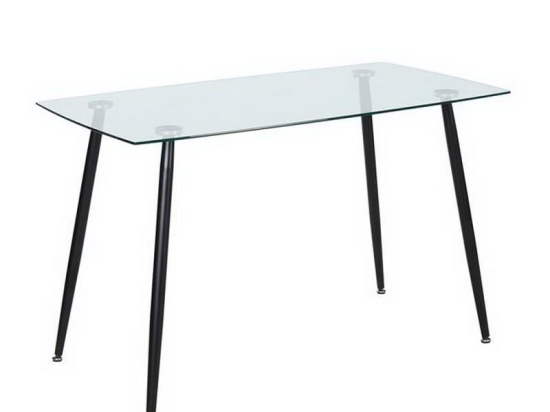 Τραπέζι Roby ΕΜ760,1 120x70x75cm Black Clear Μέταλλο,Γυαλί
