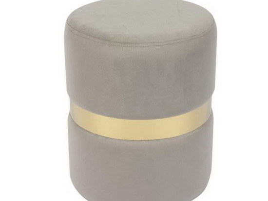 Σκαμπό Βοηθητικό Tommy Ε7037,4 D.35x43cm Gold-Grey Μέταλλο,Ύφασμα