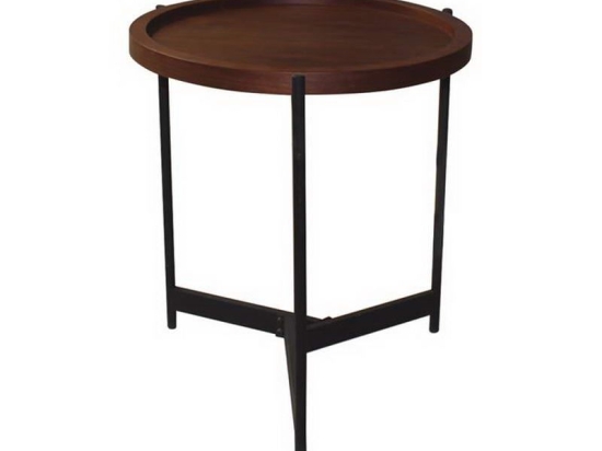 Τραπεζάκι Σαλονιού Toss ΕΜ9609,1 D.50 H.54cm Black-Walnut Mdf,Μέταλλο