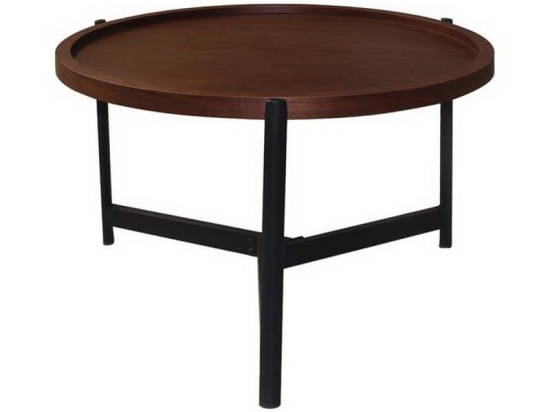 Τραπεζάκι Σαλονιού Toss ΕΜ9609,2 D.70 H.40cm Black-Walnut Mdf,Μέταλλο