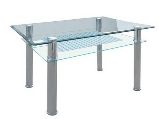Τραπέζι Veron ΕΜ701 90x60x75cm Silver-Clear Ατσάλι,Γυαλί