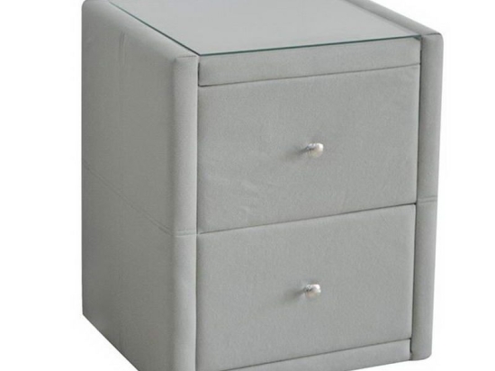 Κομοδίνο Wilton Ε8057,F1 46x41x57cm Grey Stone Γυαλί-Ύφασμα