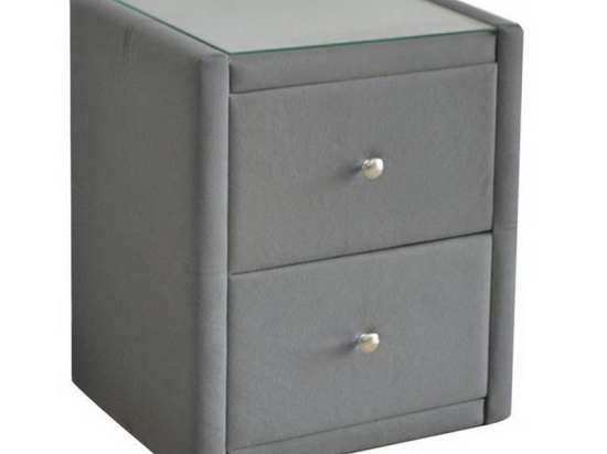 Κομοδίνο Wilton Ε8057,F2 46x41x57cm Grey Γυαλί-Ύφασμα