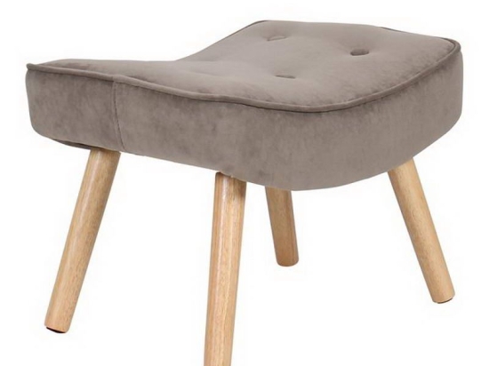 Σκαμπό - Υποπόδιο Alma Ε7141,21 52x38x35cm Natural-Light Brown Βελούδο, Ξύλο