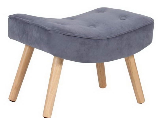 Σκαμπό - Υποπόδιο Alma Ε7141,51 52x38x35cm Natural-Light Blue Βελούδο, Ξύλο