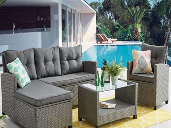 Σαλόνι Σετ 3Τμχ Patio Ε6865 Dark Grey-Grey 5 Θέσεων