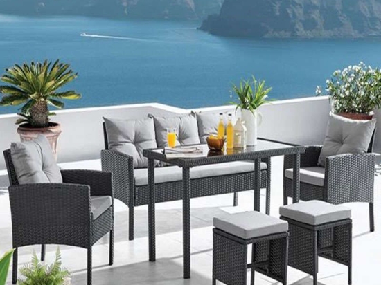 Σαλόνι Σετ 6Τμχ Santo Ε6866 Dark Grey-Grey 7 Θέσεων