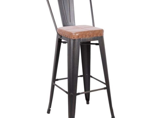 Σκαμπό Bar Relix Ε5209P,104 43x48x78/114cm Black-Camel Μέταλλο,Τεχνόδερμα