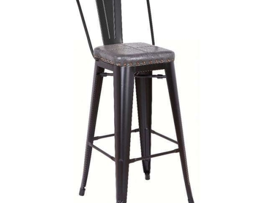 Σκαμπό Bar Relix Ε5209P,12Μ 43x48x78/114cm Black-Dark Grey Μέταλλο,Τεχνόδερμα