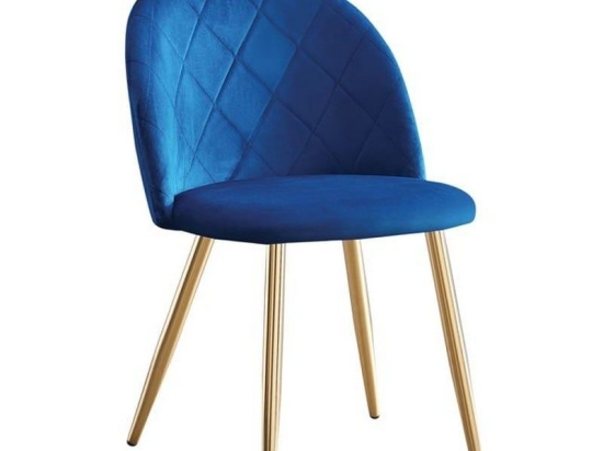 Καρέκλα Bella ΕΜ759,3G 50x56x80cm (Σετ 4τμχ) Gold - Blue Μέταλλο,Ύφασμα