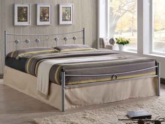 Κρεβάτι Dugan 145x195x83cm Για Στρώμα 140x190cm Silver Διπλό Μέταλλο