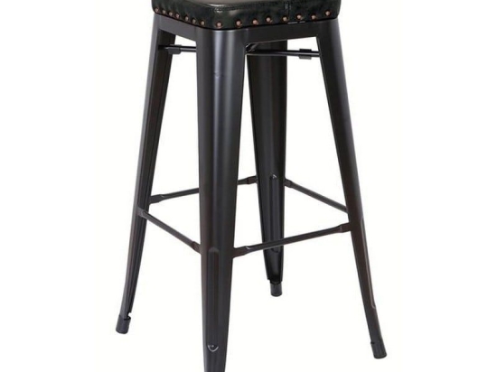 Σκαμπό Bar Relix Ε5190P,15M 43x43x78cm Black Μέταλλο,Τεχνόδερμα