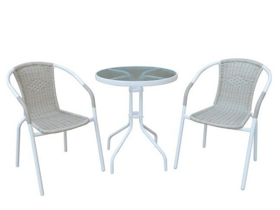 Τραπεζαρία Κήπου Baleno Ε240,8 (Σετ 3τμχ) Φ60x70cm White - Beige 2 Θέσεων