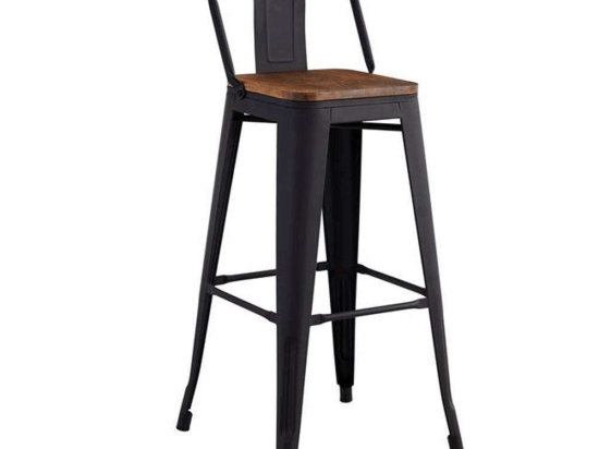 Σκαμπό Bar Με Πλάτη Relix Ε5208,1ΜW 42x42x76/92cm Dark Oak-Black