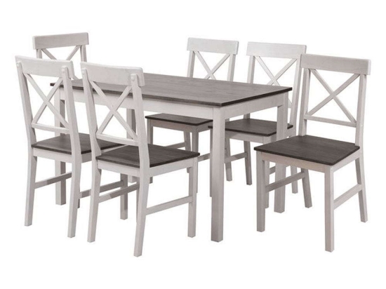 Τραπεζαρία Με Καρέκλες Daily (Σετ 7Τμχ) Ε784,1S White-Dark Oak 6 Θέσεων