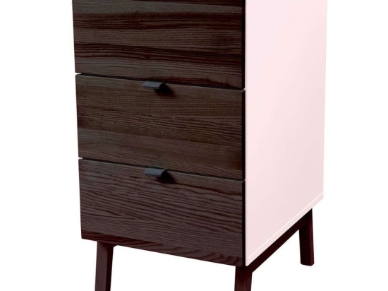 Συρταριέρα Γραφείου Luka 3 LUKAWTDWAL9 41x50x75cm Walnut-Pink