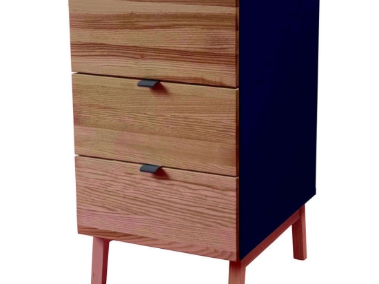 Συρταριέρα Γραφείου Luka 3 LUKAWTDOAK15 41x50x75cm Oak-Navy Blue