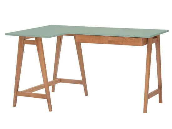 Γραφείο Luka Αριστερή Γωνία LUKALOFOAK17 135x50x75cm Oak-Sage Green