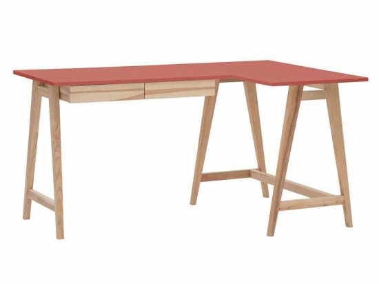 Γραφείο Luka Δεξιά Γωνία LUKAROFASH16 135x50x75cm Natural-Dark Coral