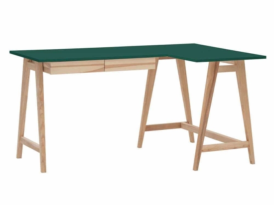 Γραφείο Luka Δεξιά Γωνία LUKAROFASH10 135x50x75cm Natural-Sea Green